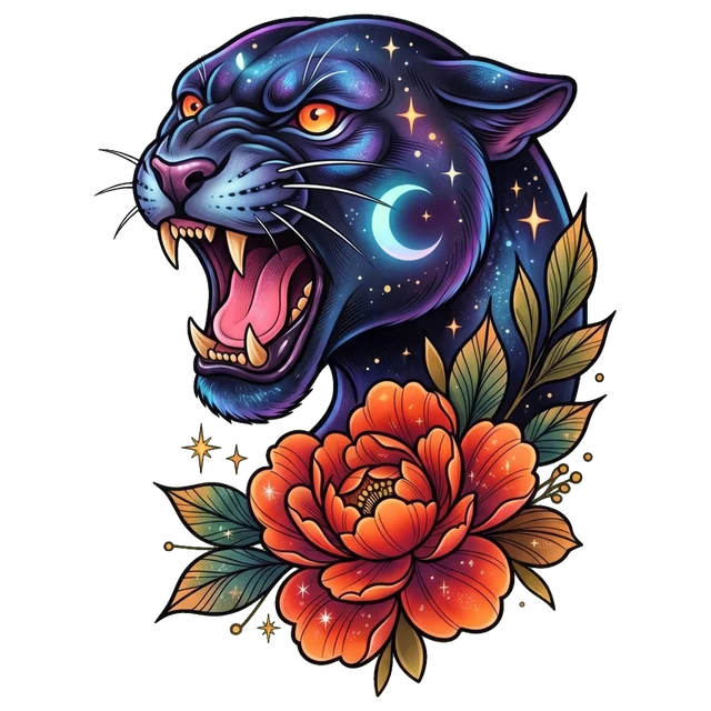 Cosmic Panther Peony sticker