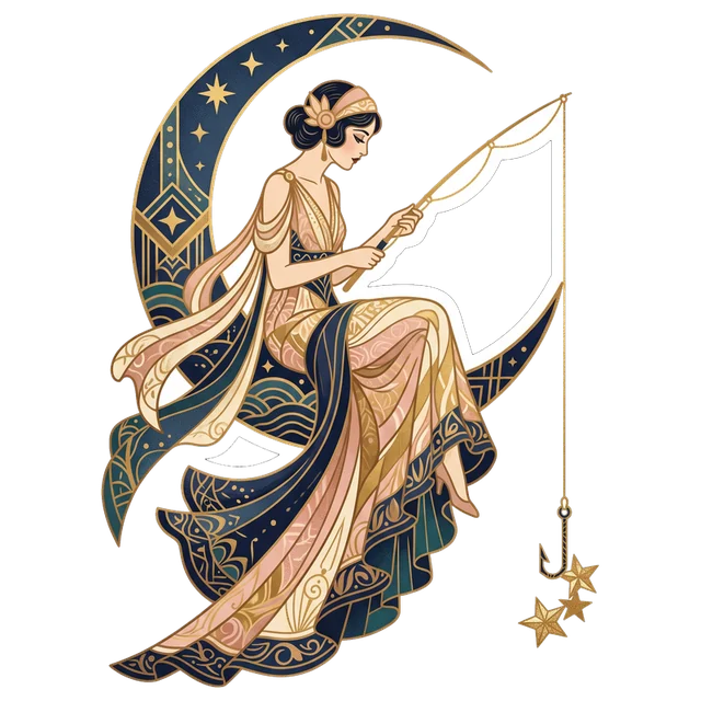 Deco Moon Fisher sticker