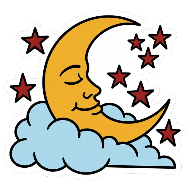 Sleepy Crescent Moon sticker