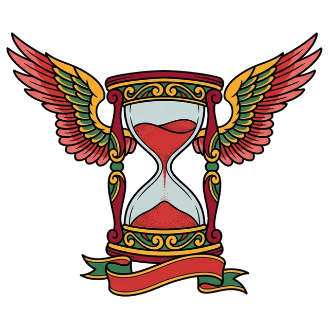 Winged Hourglass Tattoo Flash sticker
