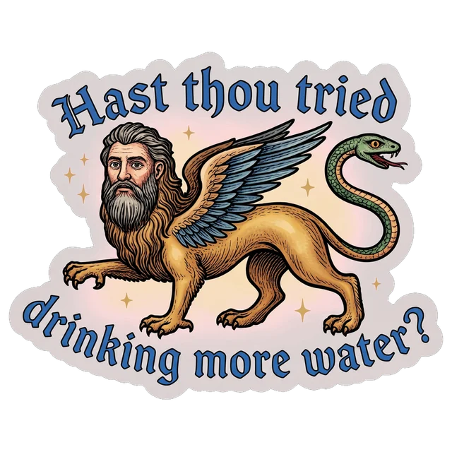 Hast Thou Tried Drinking More Water Griffin sticker