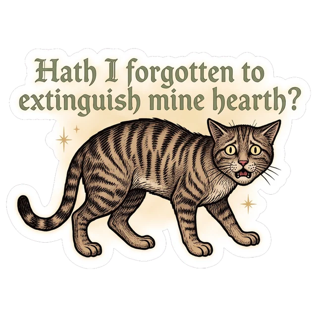 Hath I Forgotten To Extinguish Mine Hearth Cat sticker