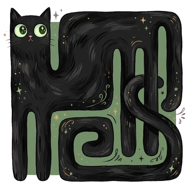 Long Black Cat sticker