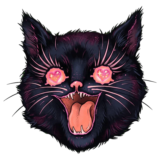 Heart Eyes Black Cat sticker