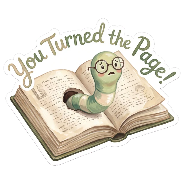 You Turned The Page Bookworm sticker